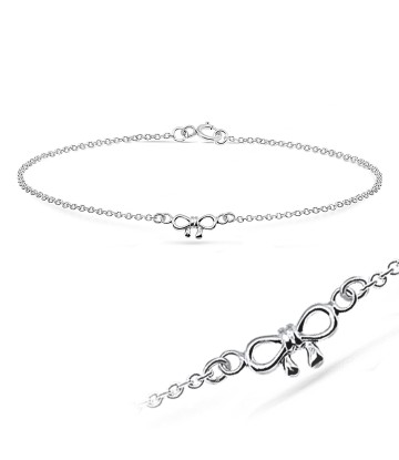 Adorable Bow Silver Anklet ANK-197